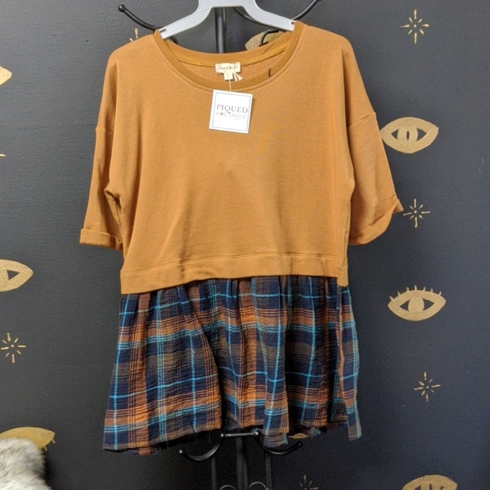 Twofer Plaid Top *stain*
